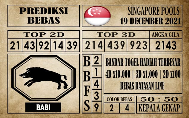 Prediksi Singapore Pools Hari ini 19 Desember 2021
