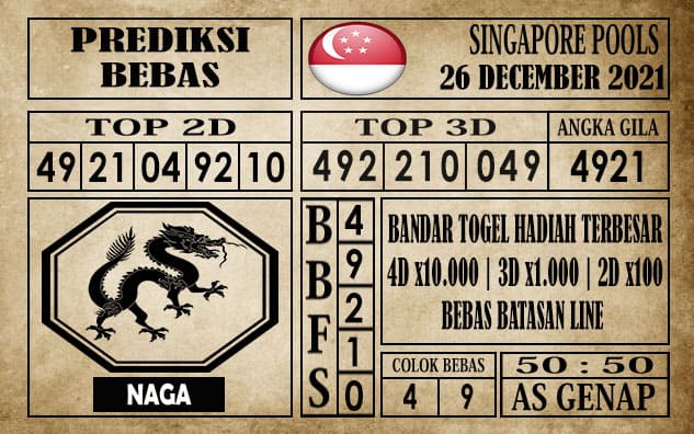 Prediksi Singapore Pools Hari ini 26 Desember 2021