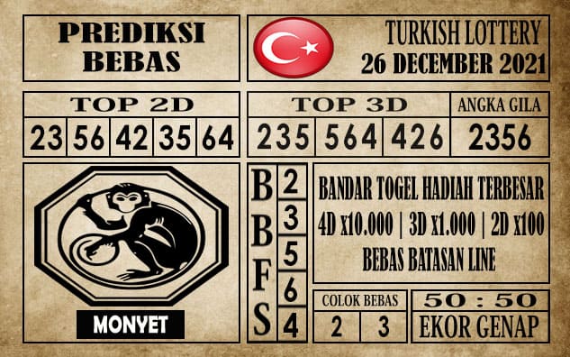 Prediksi Turkish Lottery Hari Ini 26 Desember 2021