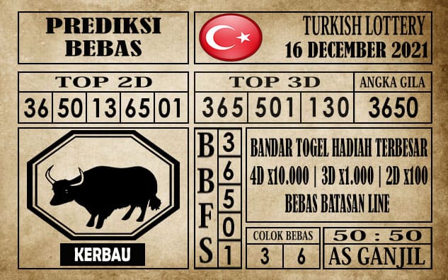 Prediksi Turkish Lottery Hari Ini 16 Desember 2021